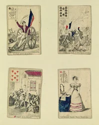 Vier speelkaarten ter herdenking van de helden van juli 1830, 1831